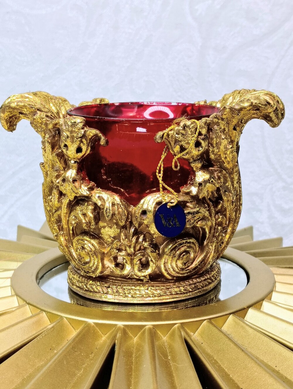 Victoria and Albert Museum Gold/Red Glass Votive Candle Holder